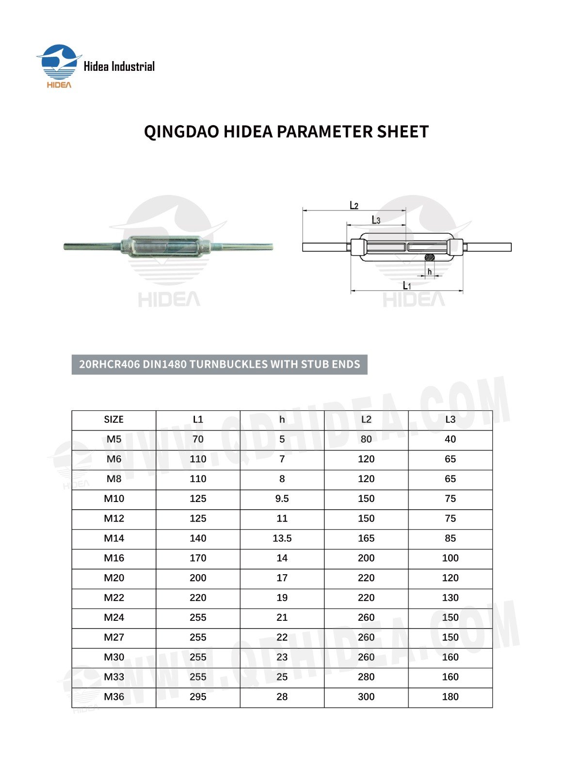 HIDEA Galvanized Turnbuckle with Stub End Fittings