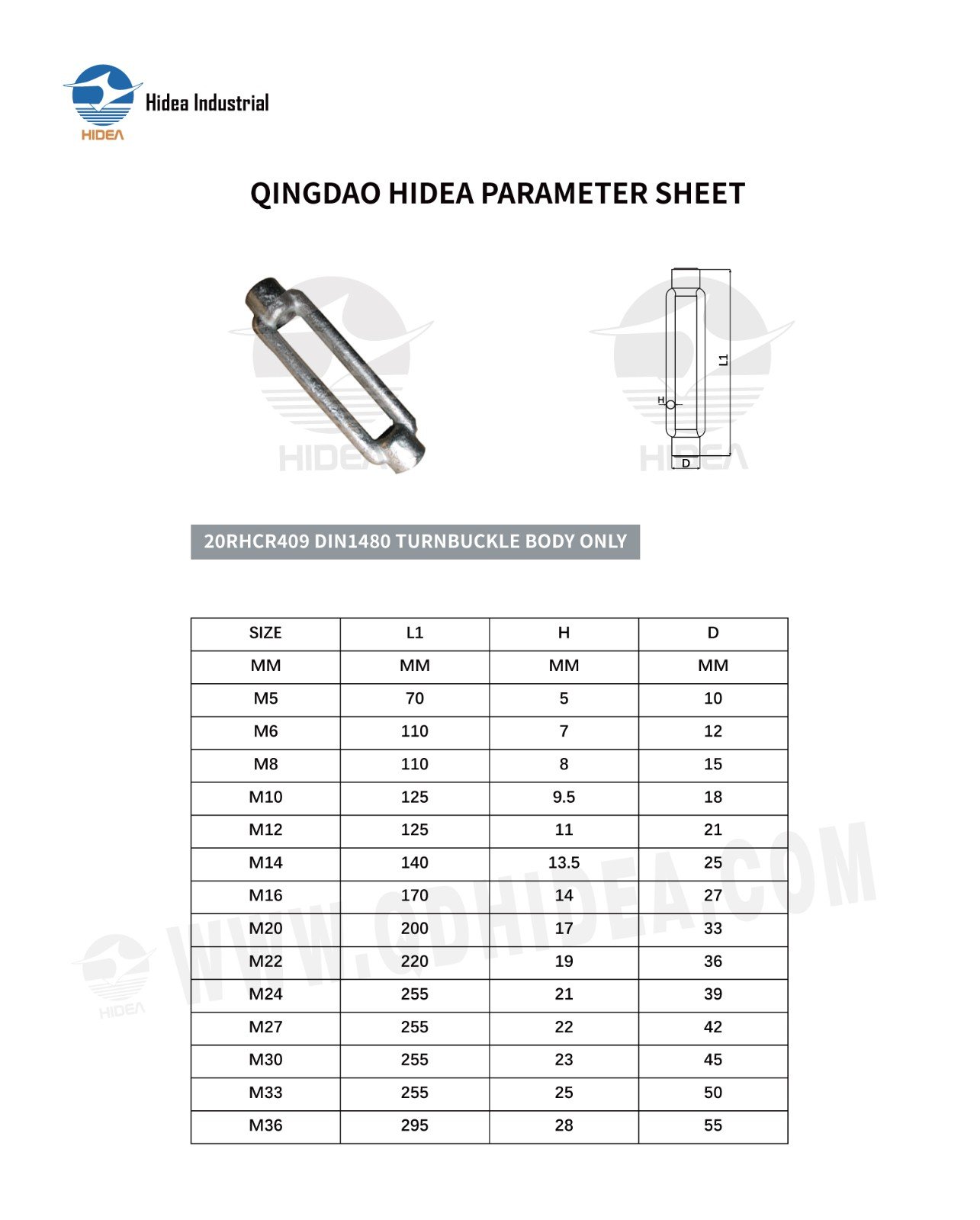 HIDEA DIN1480 Galvanized Turnbuckle Body