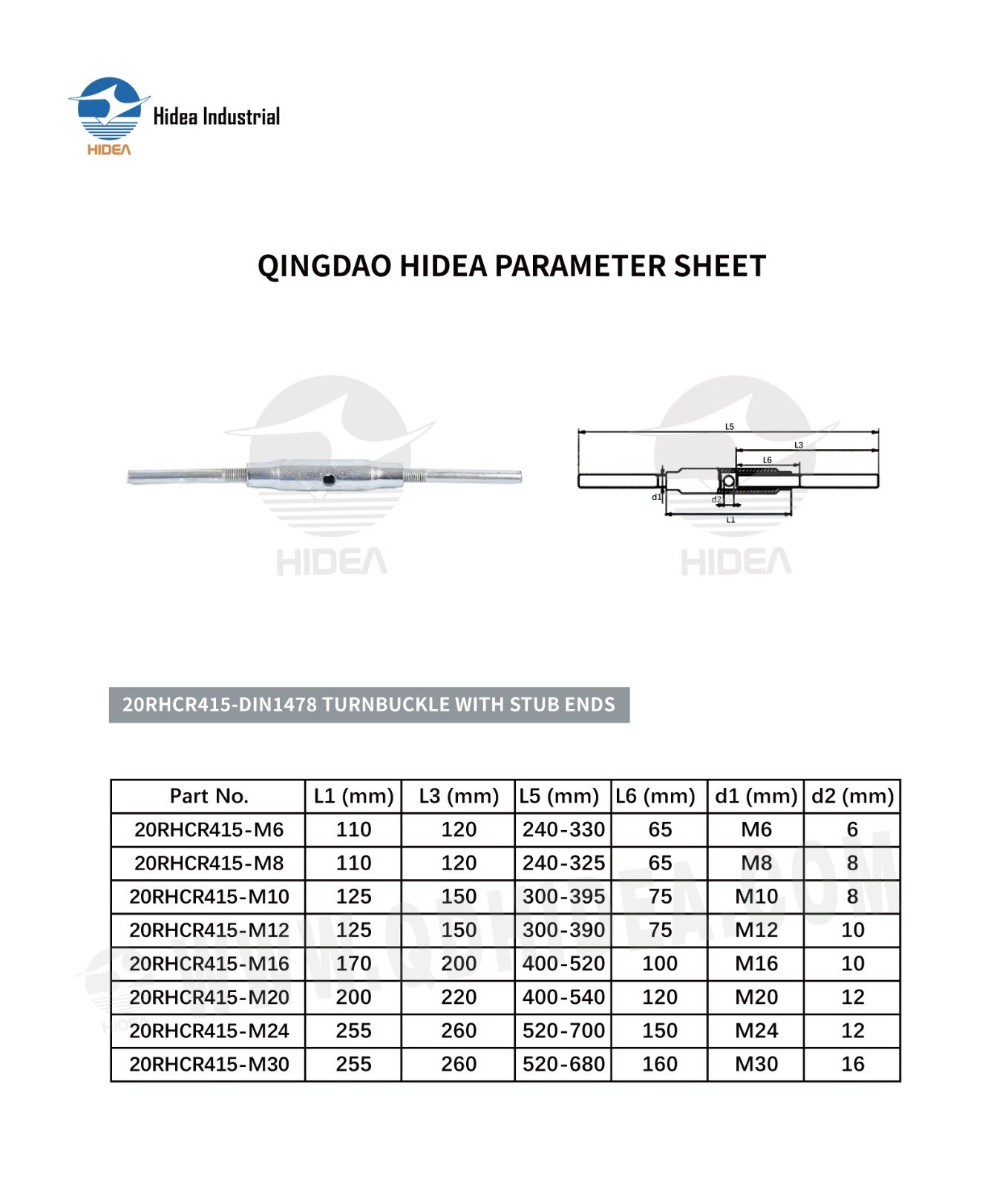 HIDEA DIN1478 Pipe Turnbuckle with Swage Terminals