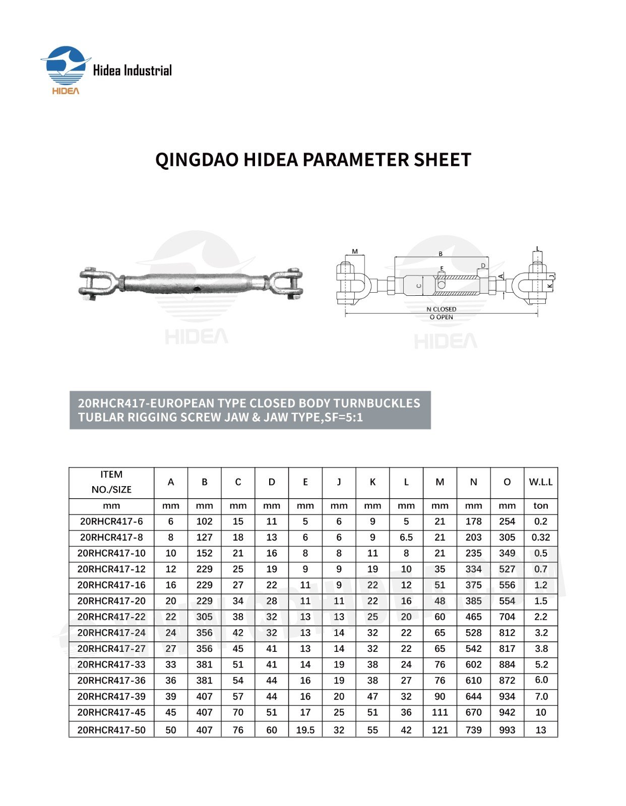 HIDEA European Type Jaw/Jaw Bottlescrew
