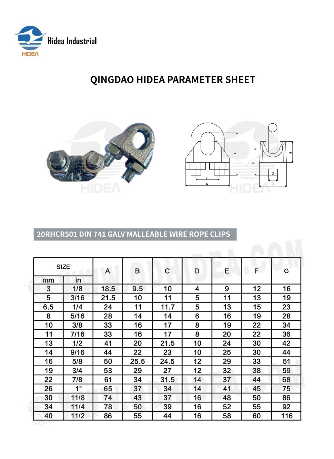 HIDEA Casted Malleable Steel Wire Rope Clip