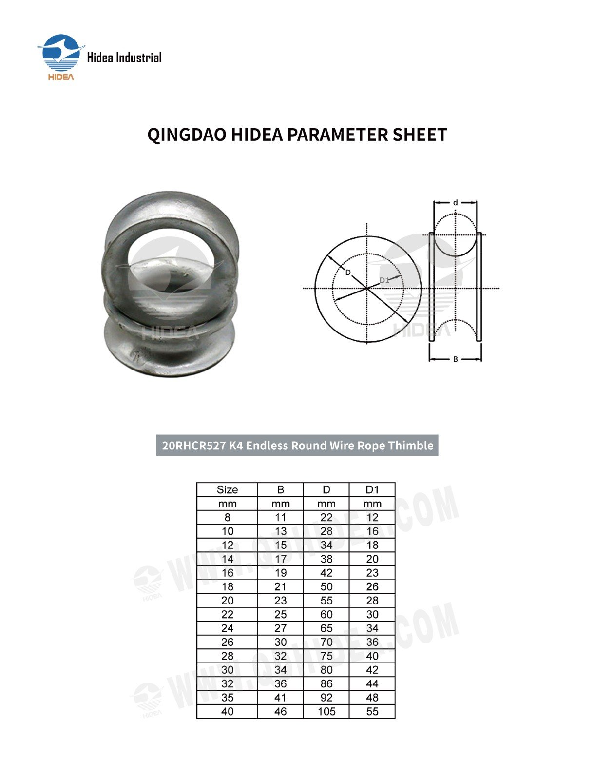 HIDEA Round Container Wire Rope Thimble 
