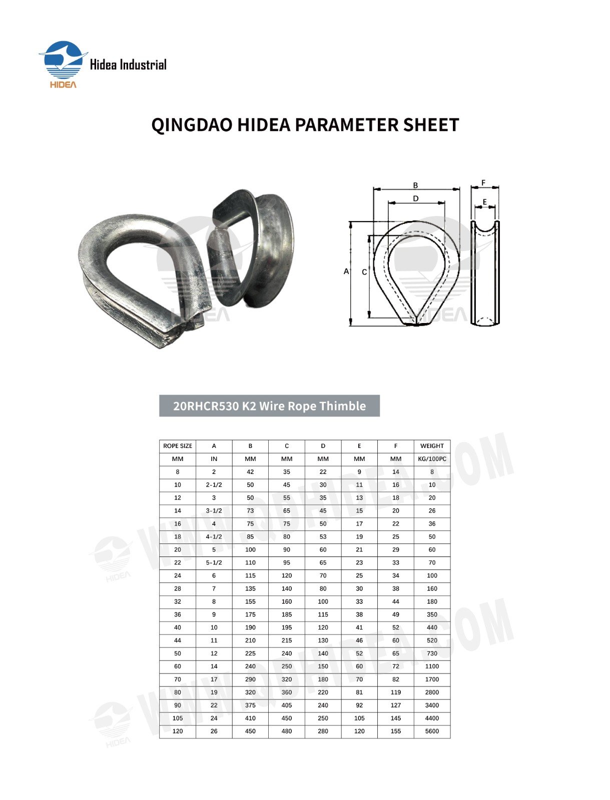 HIDEA K2 Stub-End Wire Rope Thimble