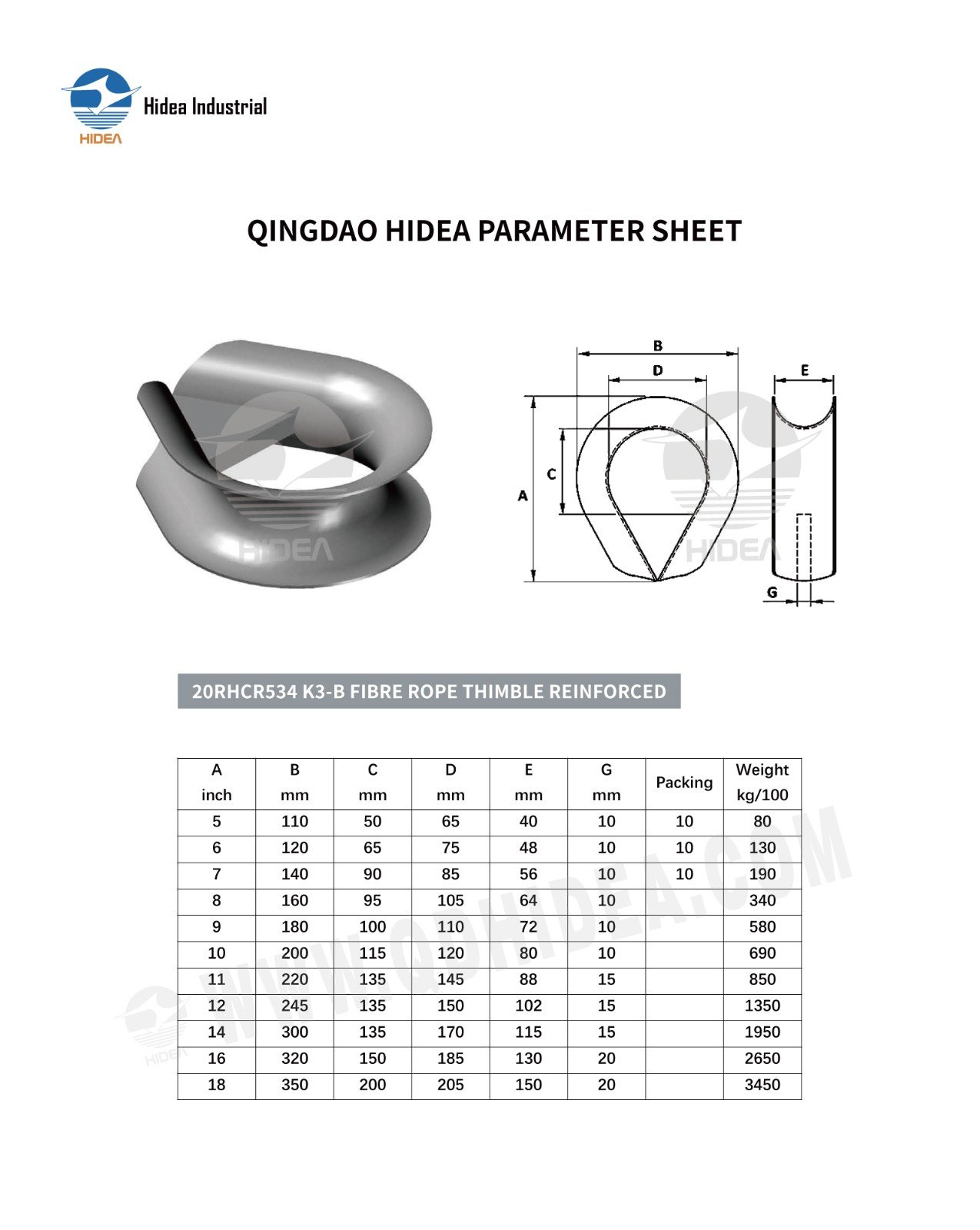 HIDEA K3-B Fiber Rope Thimble