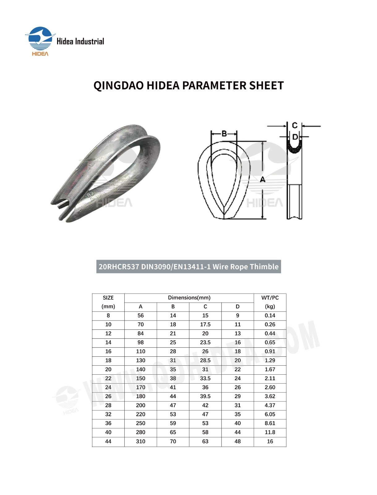 HIDEA En13411-1 (Din3090) Wire Rope Thimble