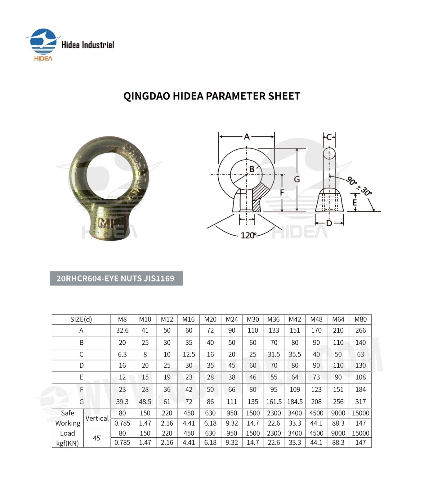 HIDEA JIS1169 Lifting Eye Nut