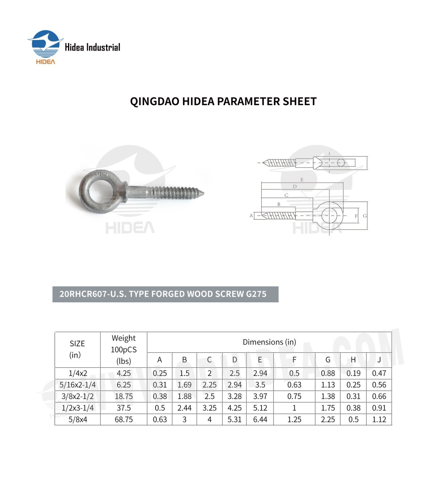 HIDEA G275 Shoulder Lag Eye Screw