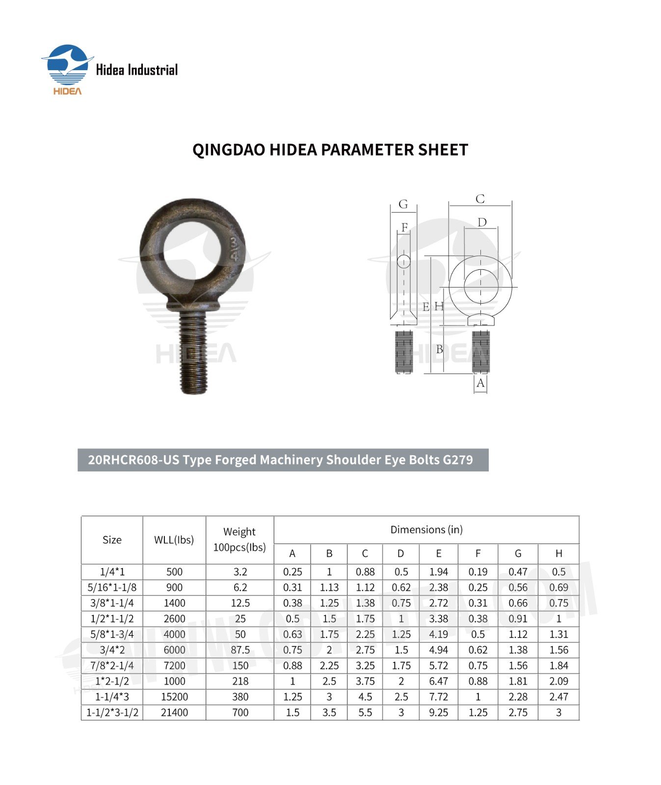HIDEA Machinery Eye Bolt G279