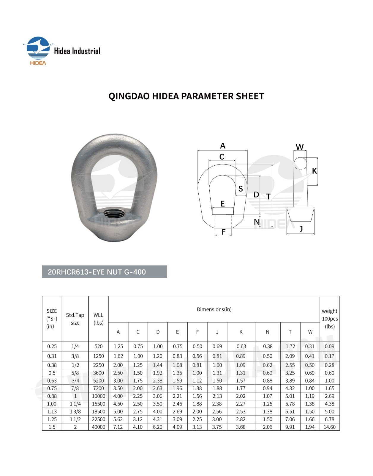 HIDEA G400 Lifting Eye Nut