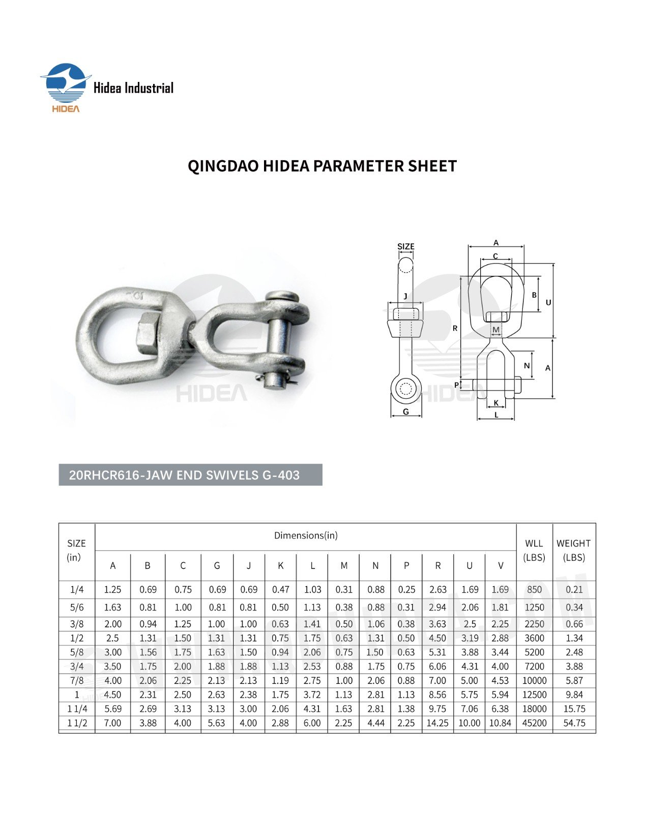 HIDEA Forged Jaw End Chain Swivel