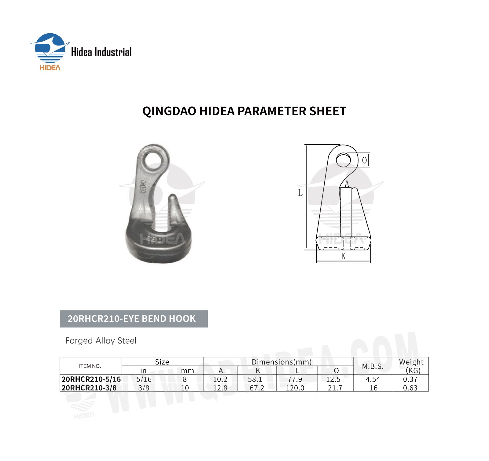 HIDEA Grade 70/80 Eye Bent Grab Hook