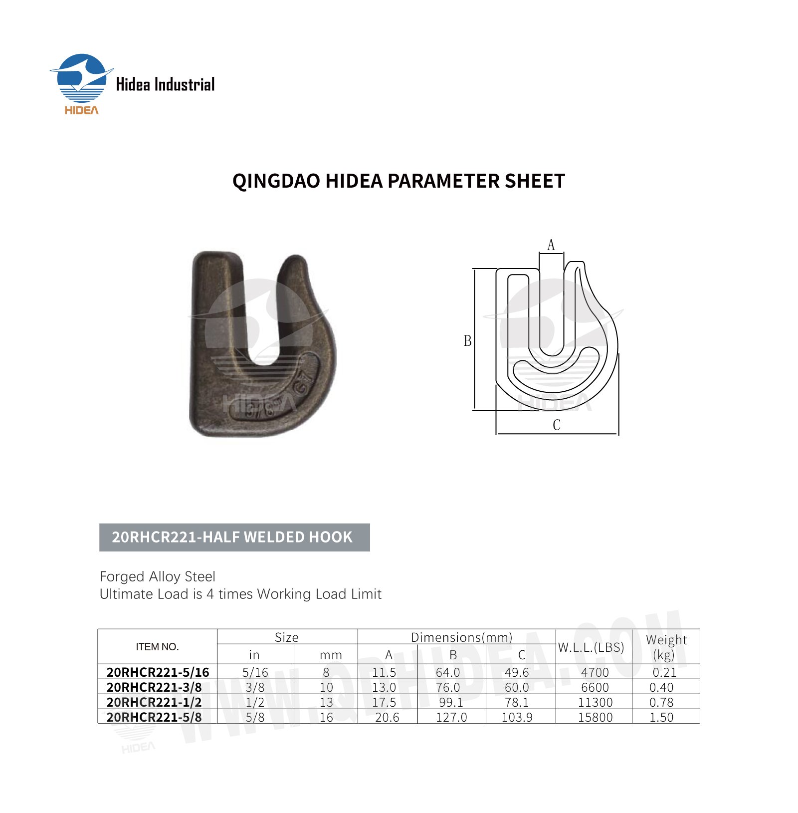 HIDEA Weld On Grab Chain Hook