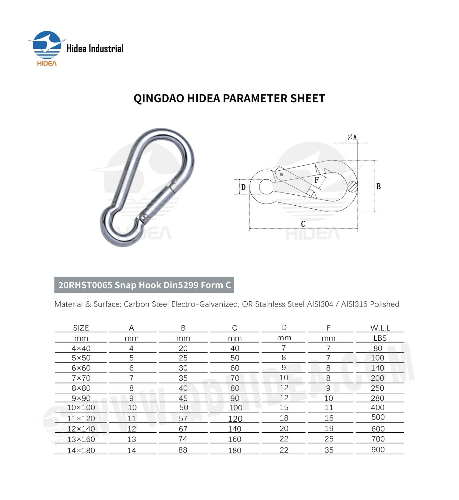 HIDEA Snap Hook DIN 5299