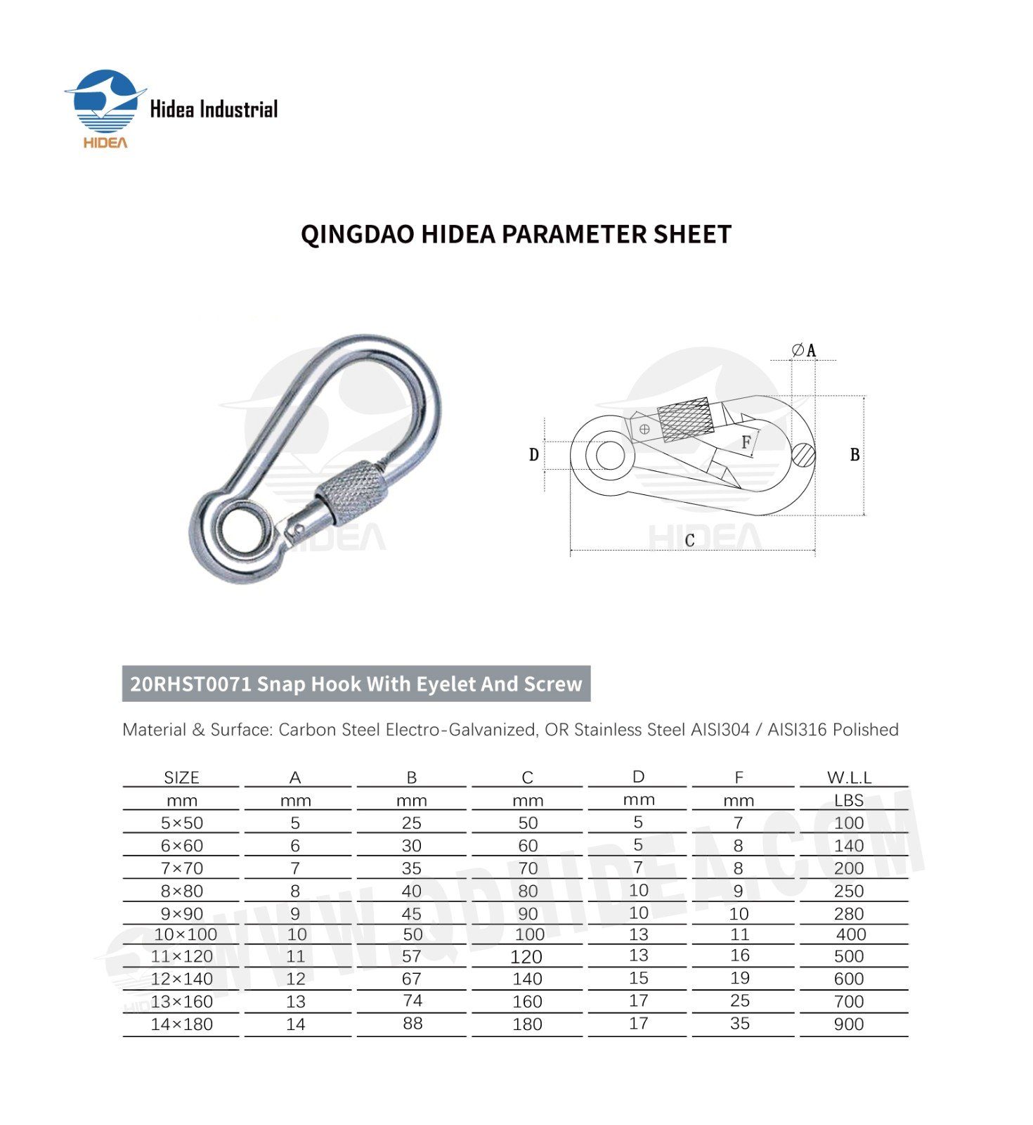 HIDEA Snap Hook with Eyelet and Screw