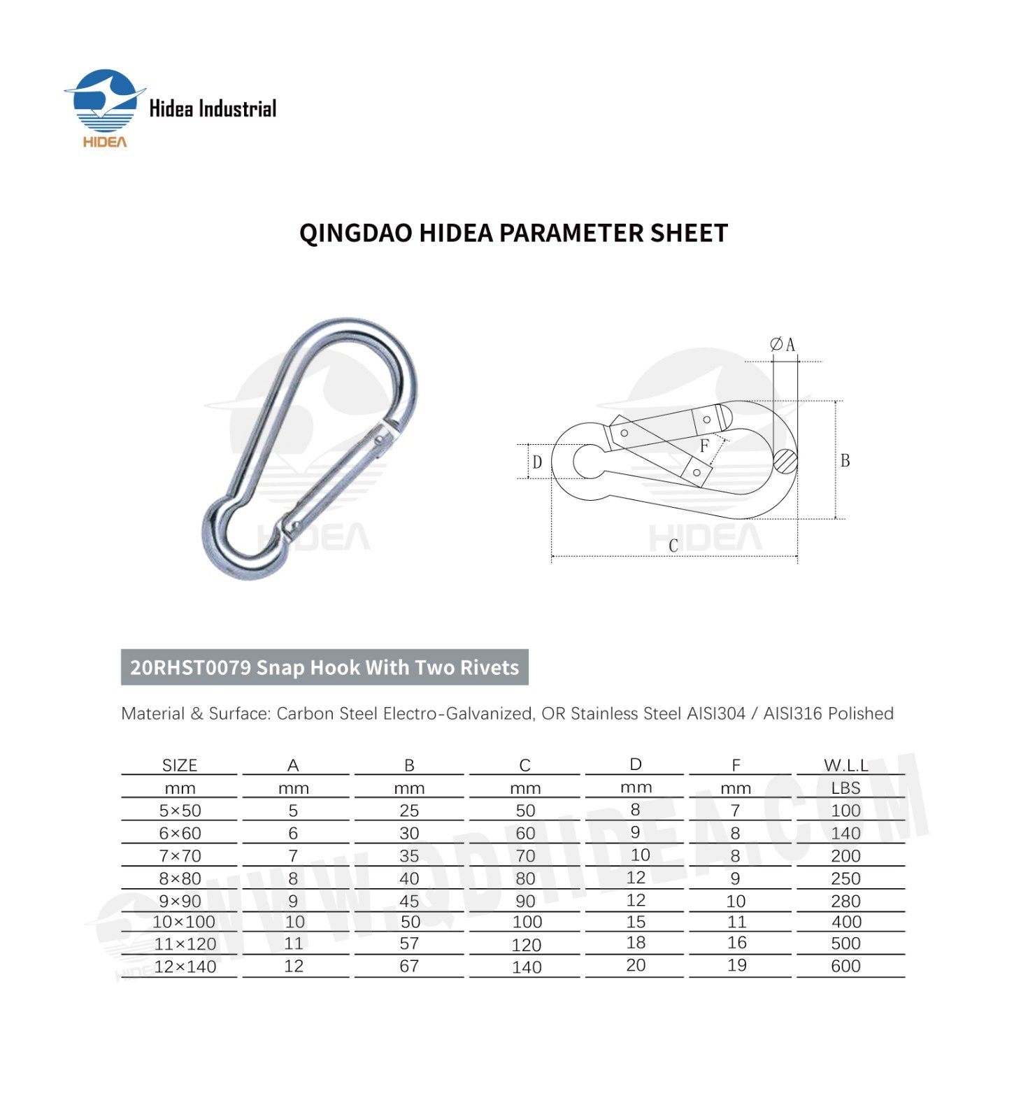 HIDEA Snap Hook with Two Rivets