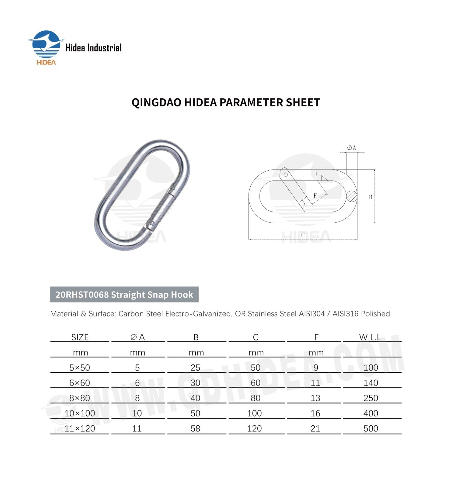 HIDEA Straight Spring Snap Hook