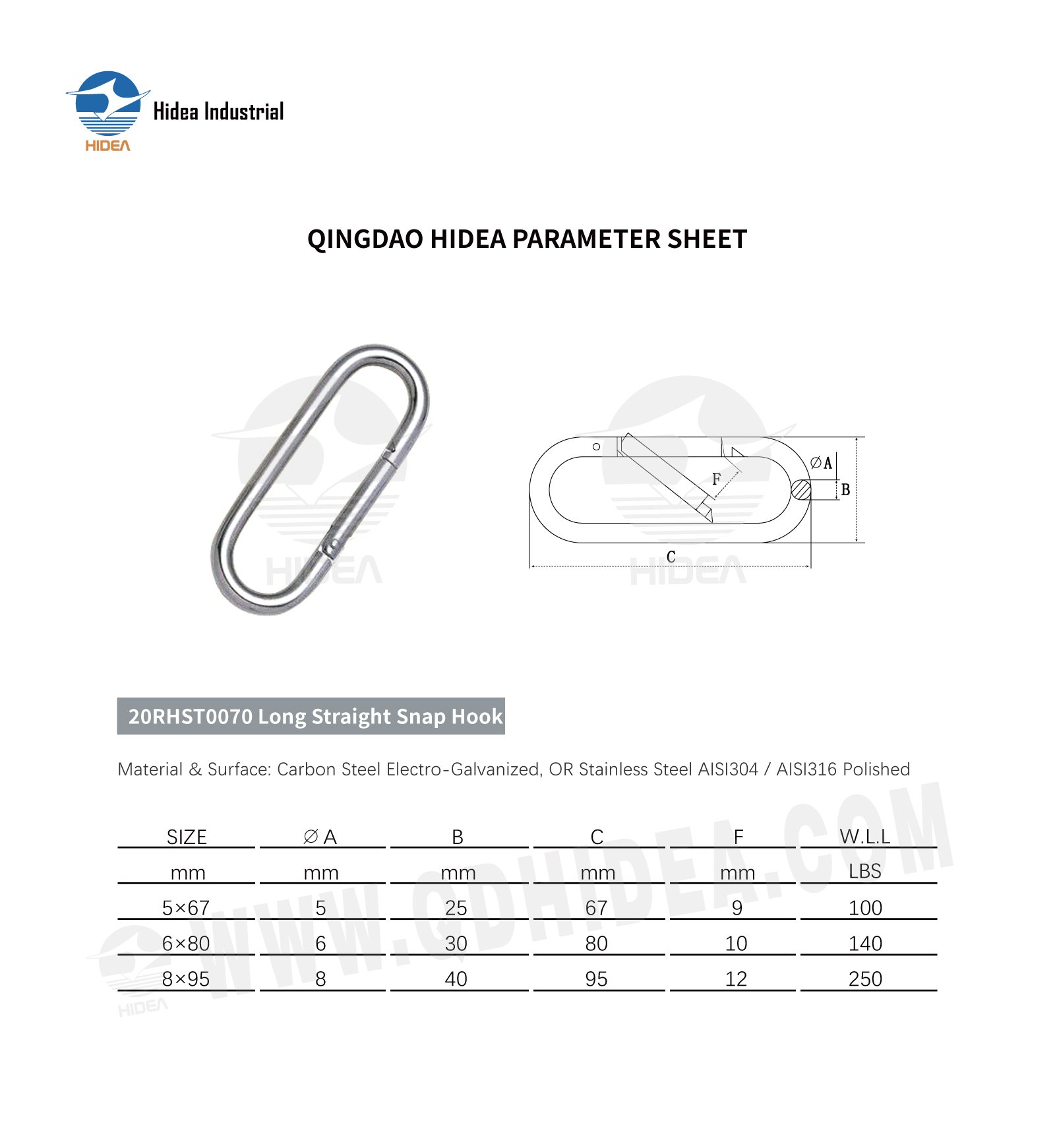 HIDEA Long Straight Snap Hook 