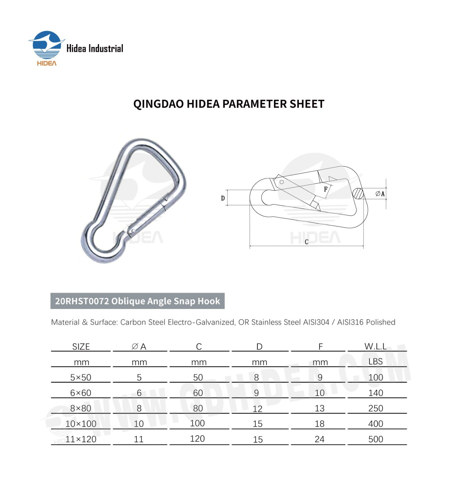 HIDEA Oblique Angle Spring Snap Link