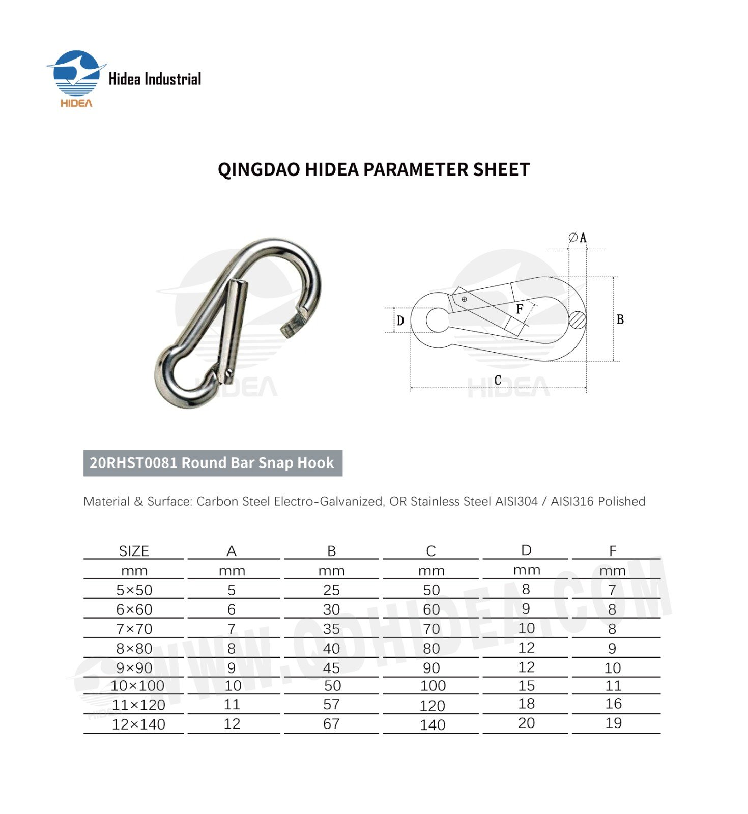 HIDEA Round Bar Carabiner Spring Snap Hook