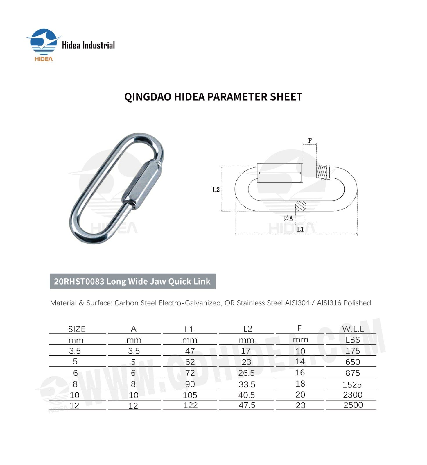 HIDEA Long Wide Jaw Quick Link