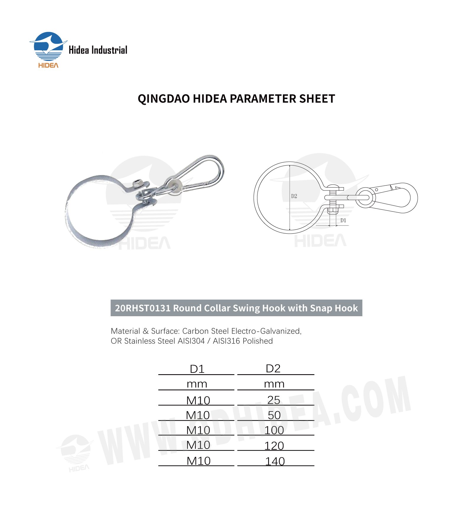 HIDEA Round Collar Swing Hook with Snap Hook