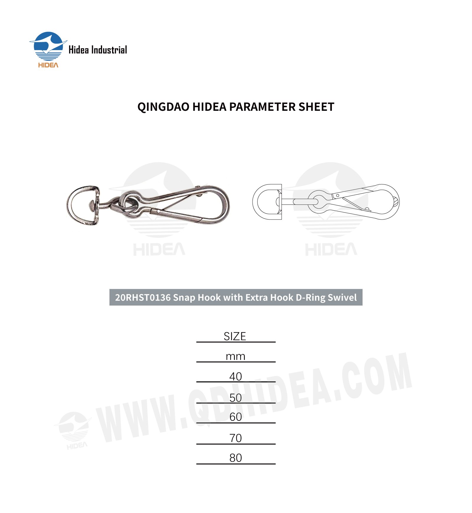 HIDEA Simplex Hook with Swivel D-Ring