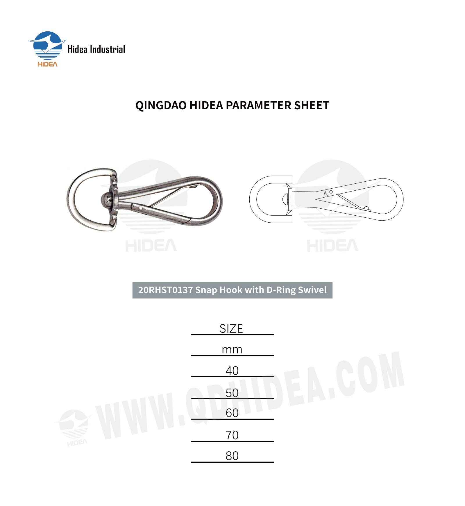 HIDEA Snap Hook with D-Ring Swivel 