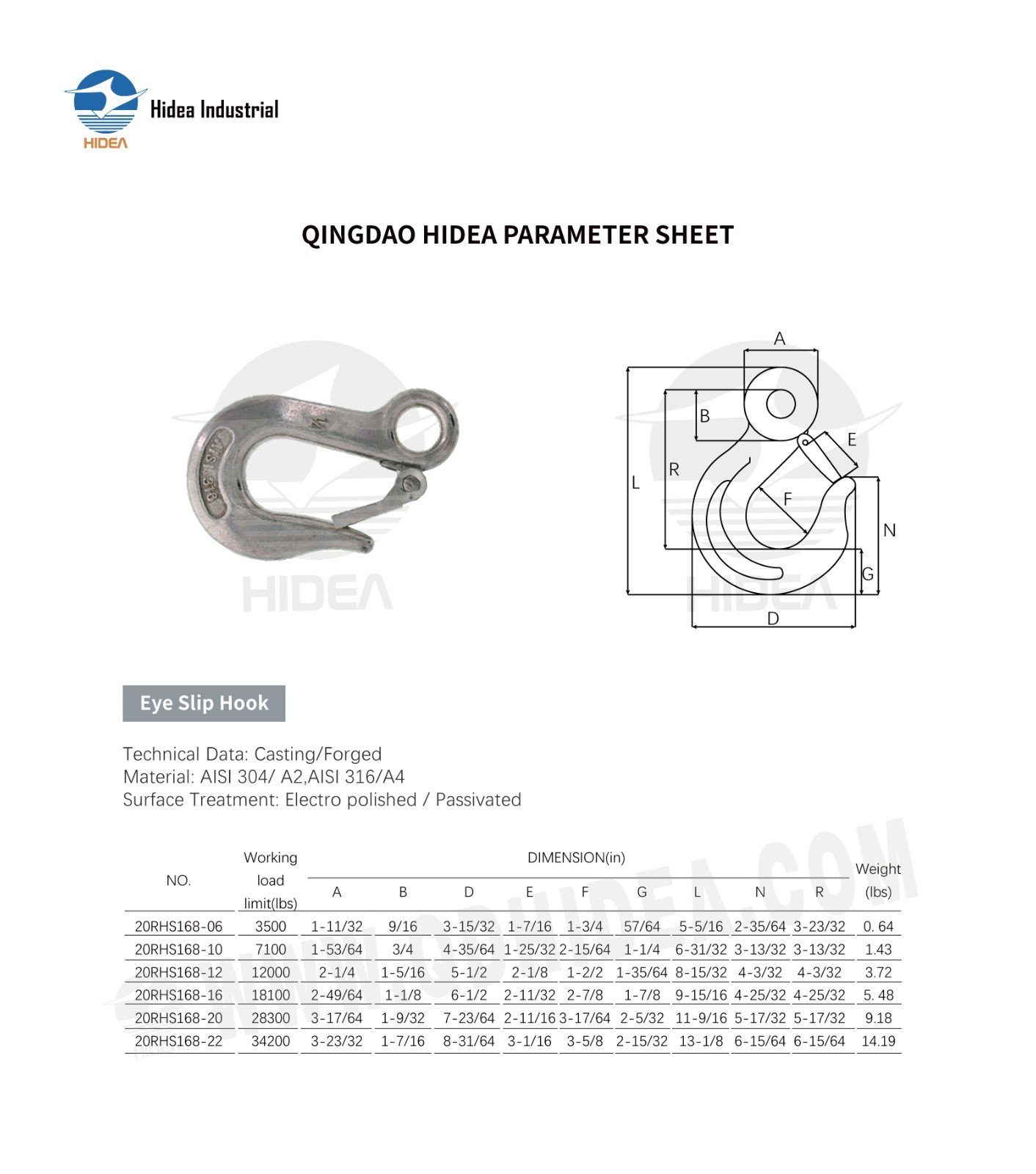 HIDEA Stainless Steel Eye Slip Hook with Latch