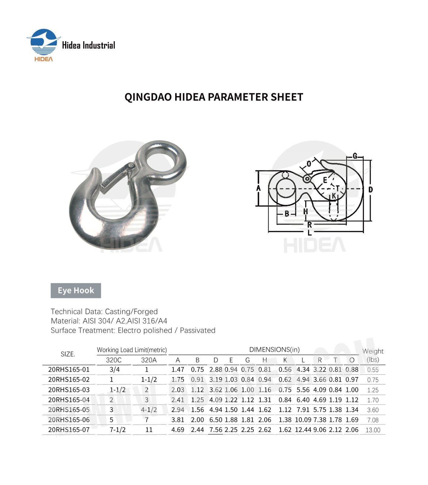 HIDEA Stainless Steel Eye Hook with Safety Latch
