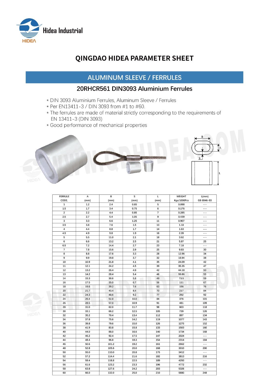 HIDEA Aluminium Wire Rope Ferrule