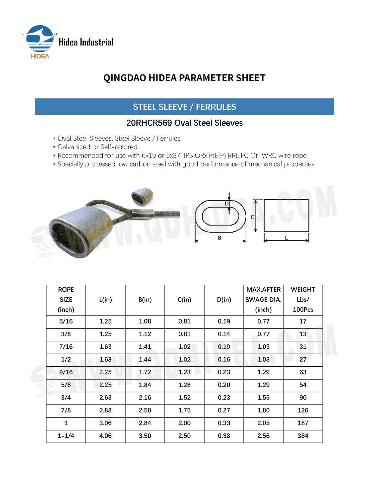 HIDEA Oval Steel Sleeve | Wire Rope Fittings