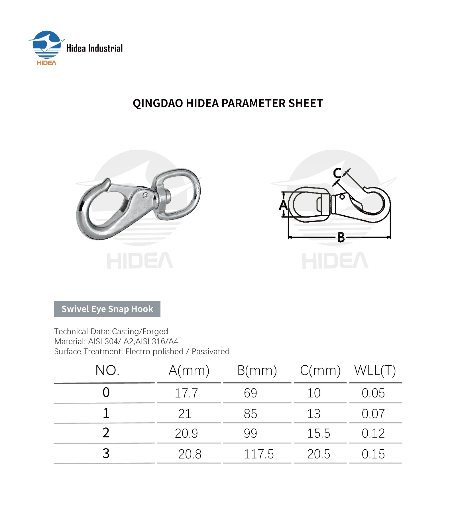 HIDEA Stainless Steel Swivel Eye Snap Hook