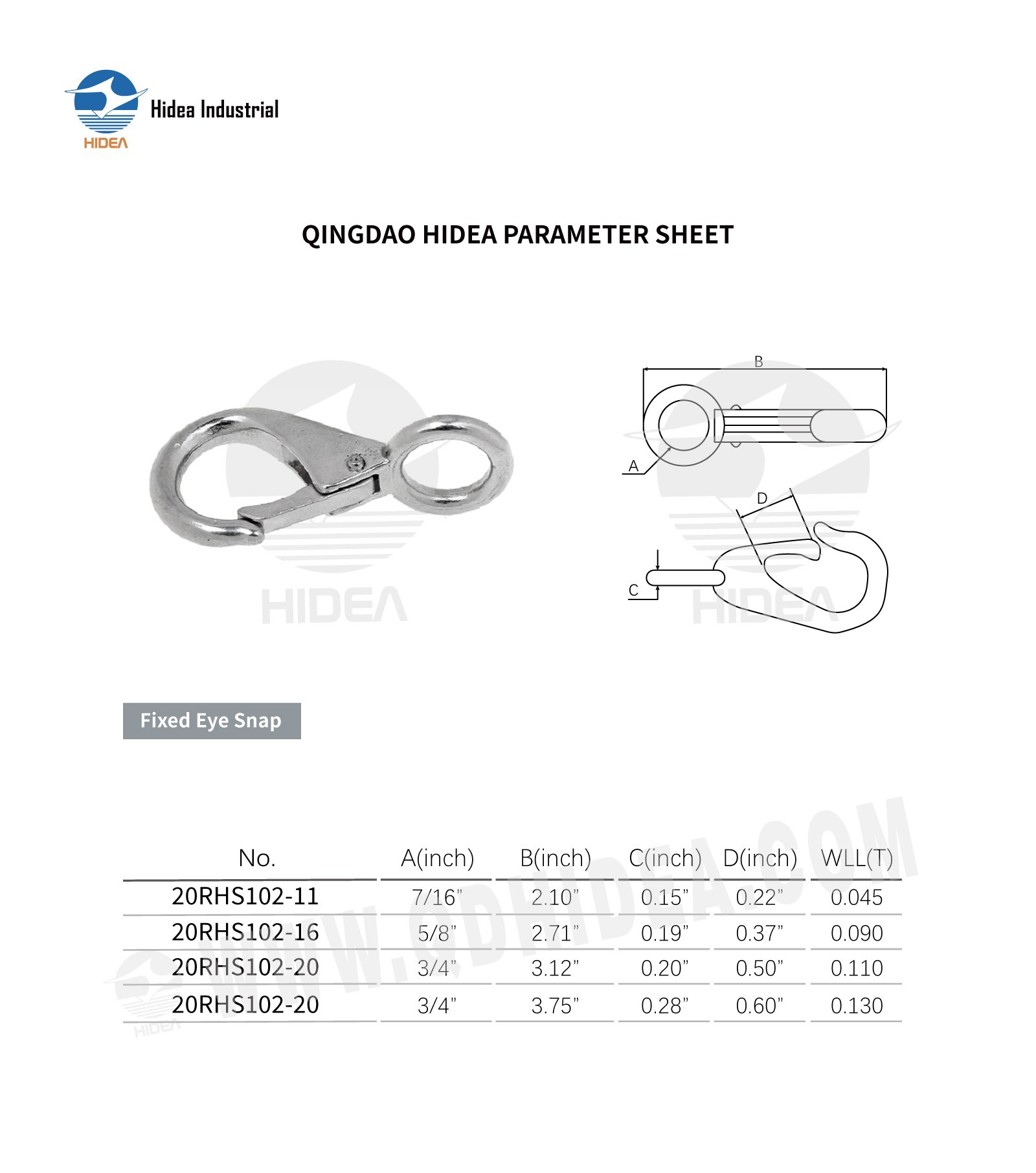 HIDEA Stainless Steel Solid Eye Hook