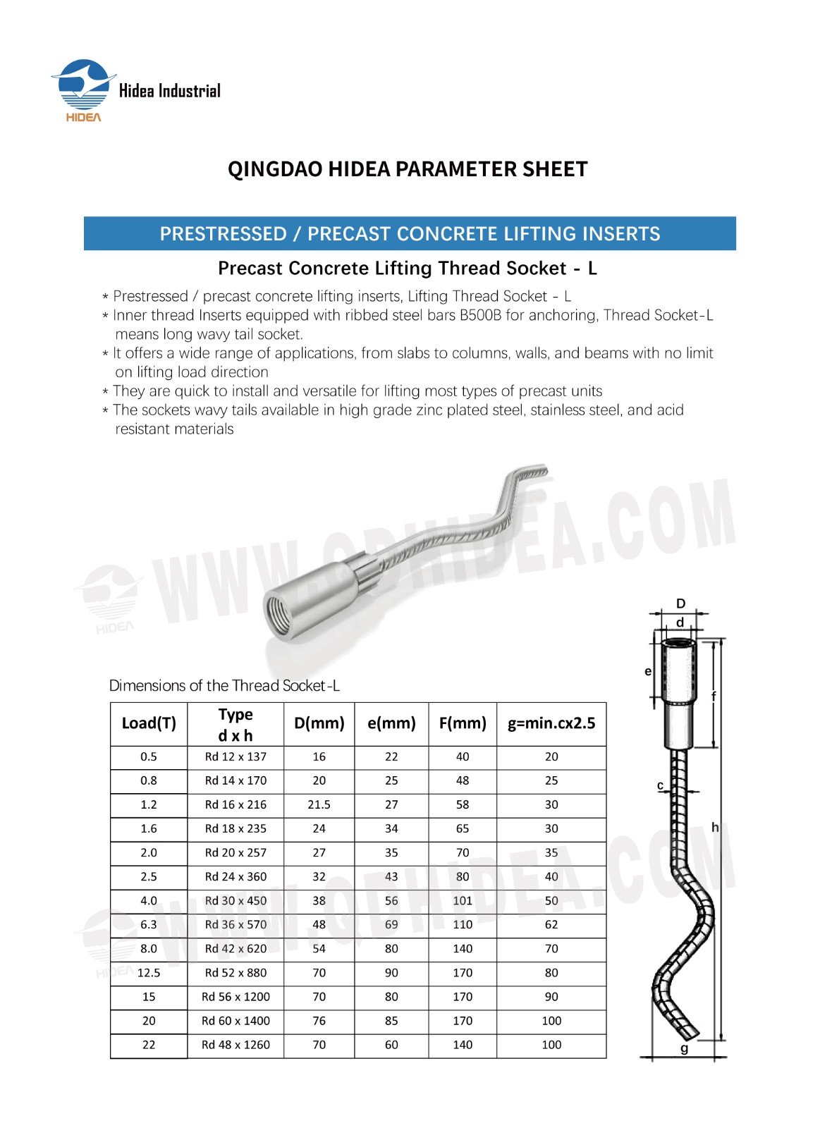 HIDEA Lifting Threaded Socket | Precast Concrete Insert