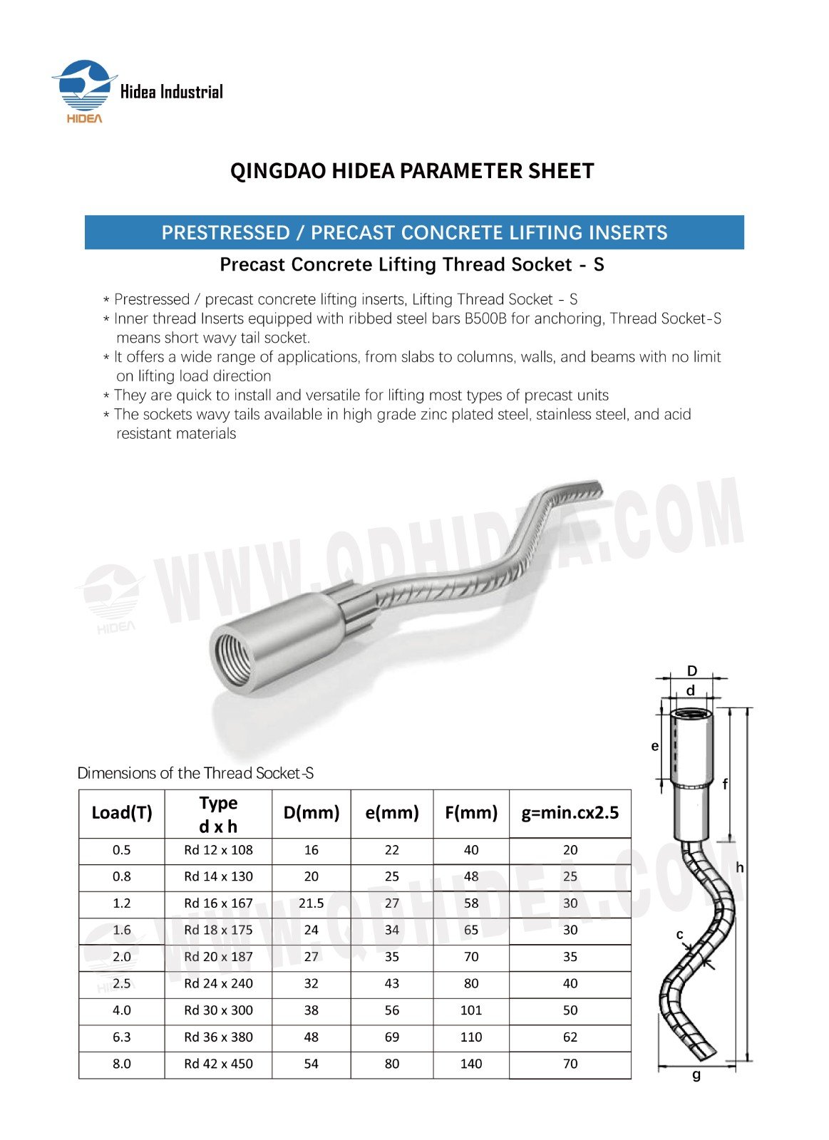 HIDEA Lifting Threaded Socket-S