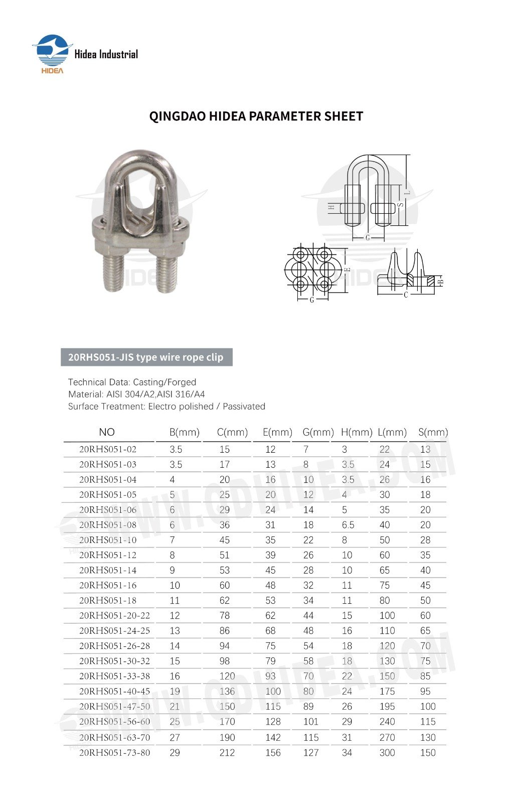 HIDEA JIS Type Wire Rope Clip