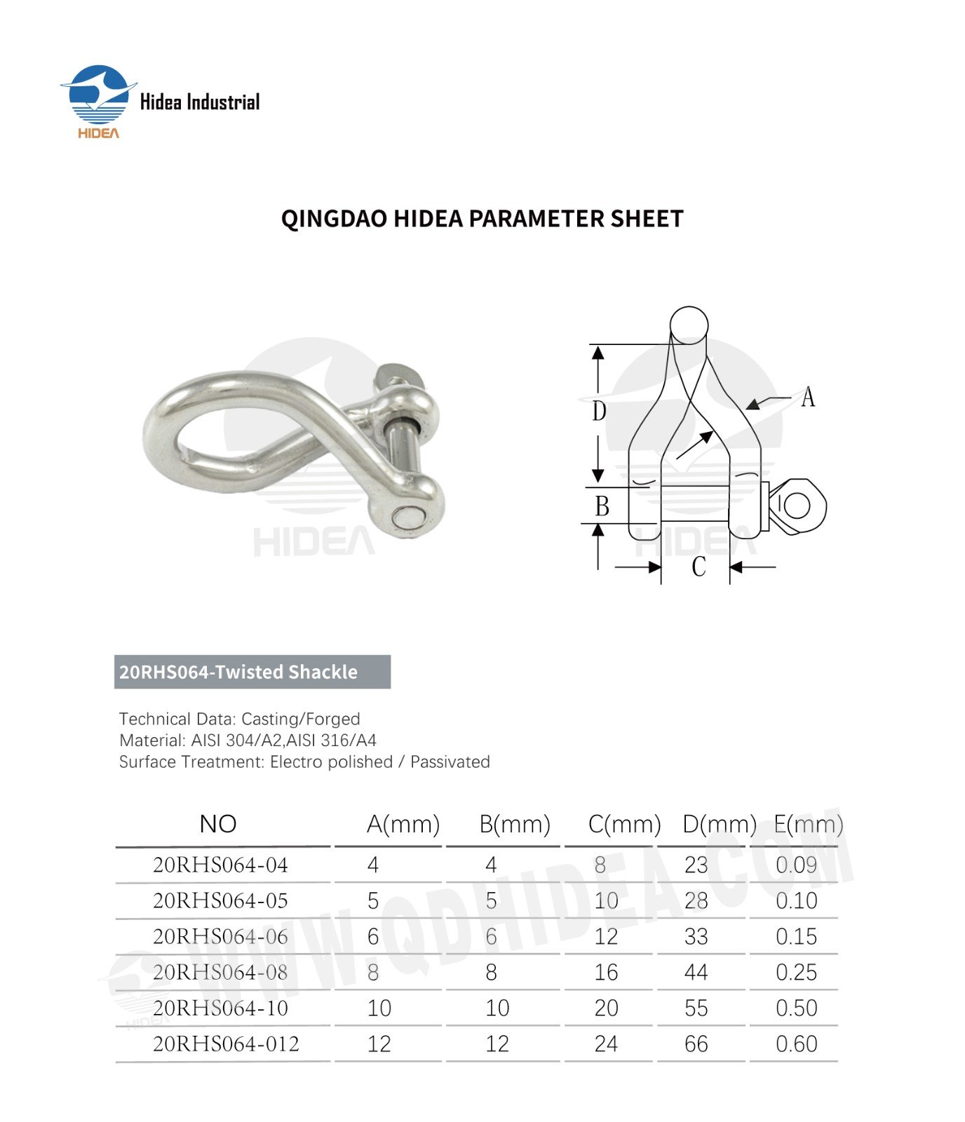 HIDEA Stainless Steel Twisted Spiral Shackle