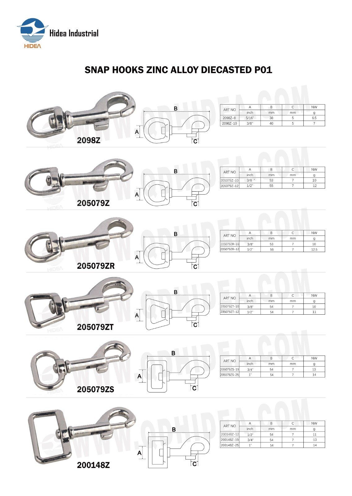 HIDEA SNAP HOOKS ZINC ALLOY DIECASTED PO1