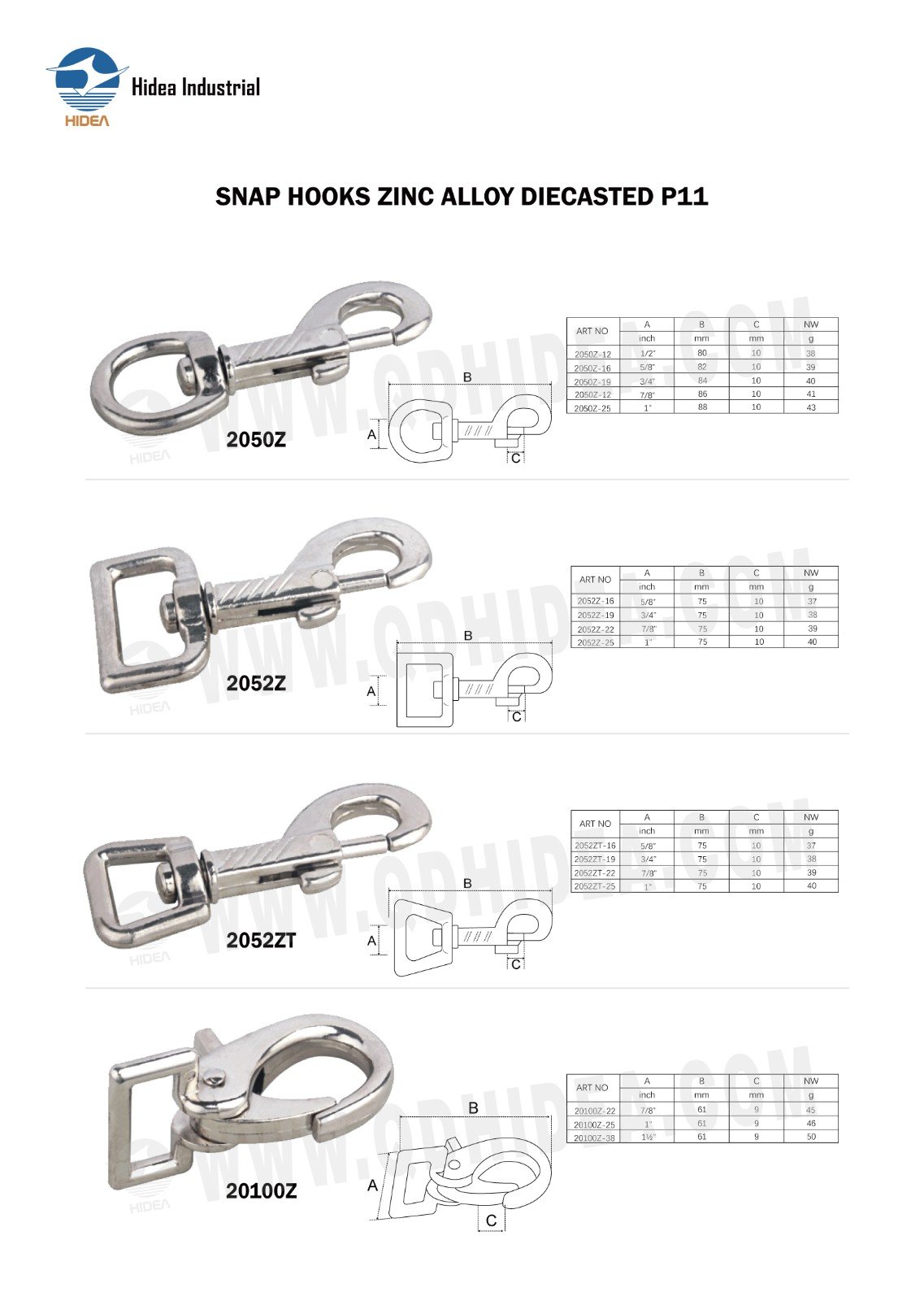 HIDEA SNAP HOOKS ZINC ALLOY DIECASTED P11
