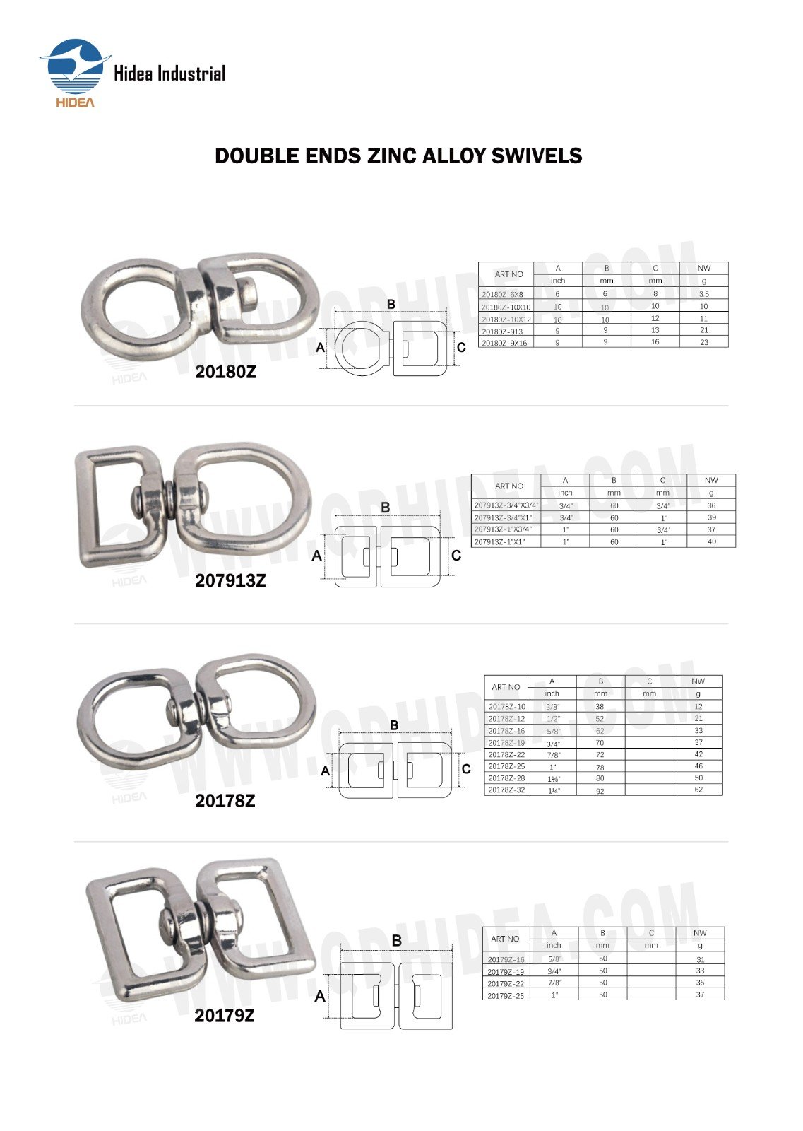 HIDEA DOUBLE ENDS ZINC ALLOY SWIVELS