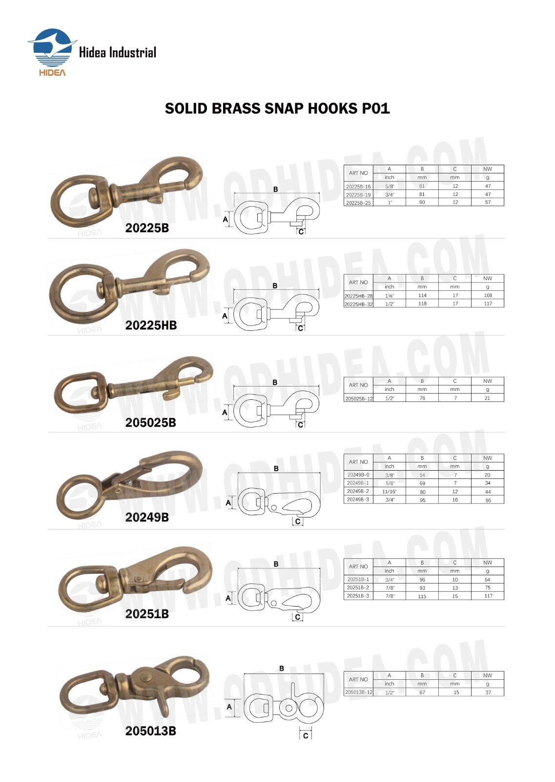 HIDEA SOLID BRASS SNAP HOOKS P01