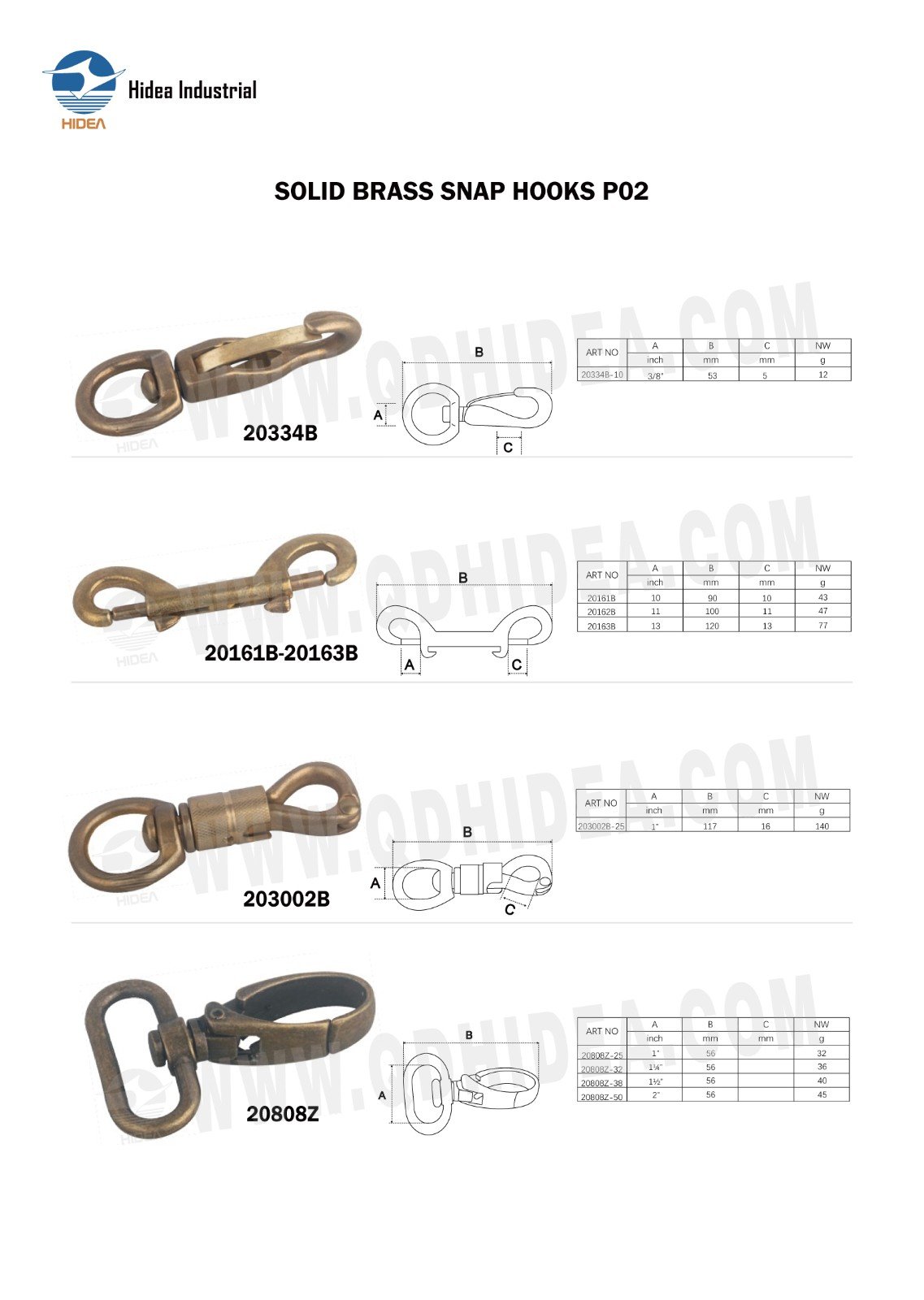 HIDEA SOLID BRASS SNAP HOOKS P02