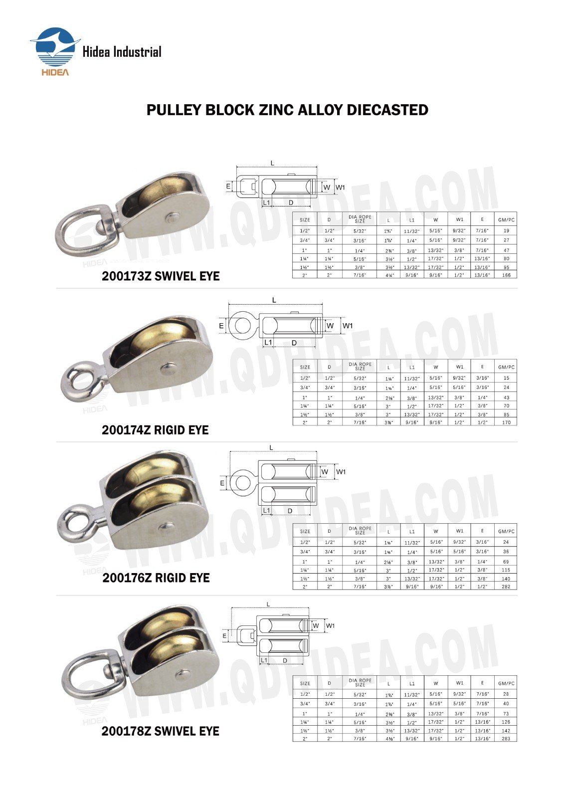 HIDEA PULLEY BLOCK ZINC ALLOY DIECASTED