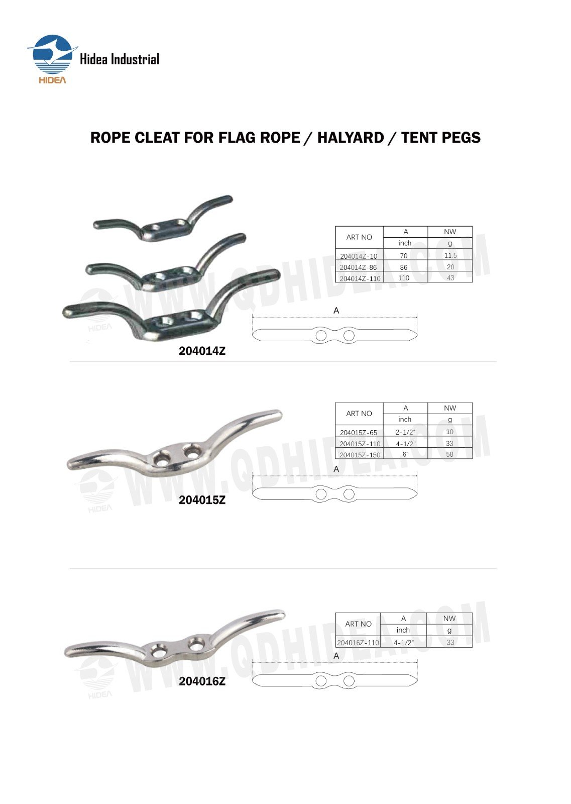 HIDEA ROPE CLEAT FOR FLAG ROPE/HALYARD/TENT PEGS