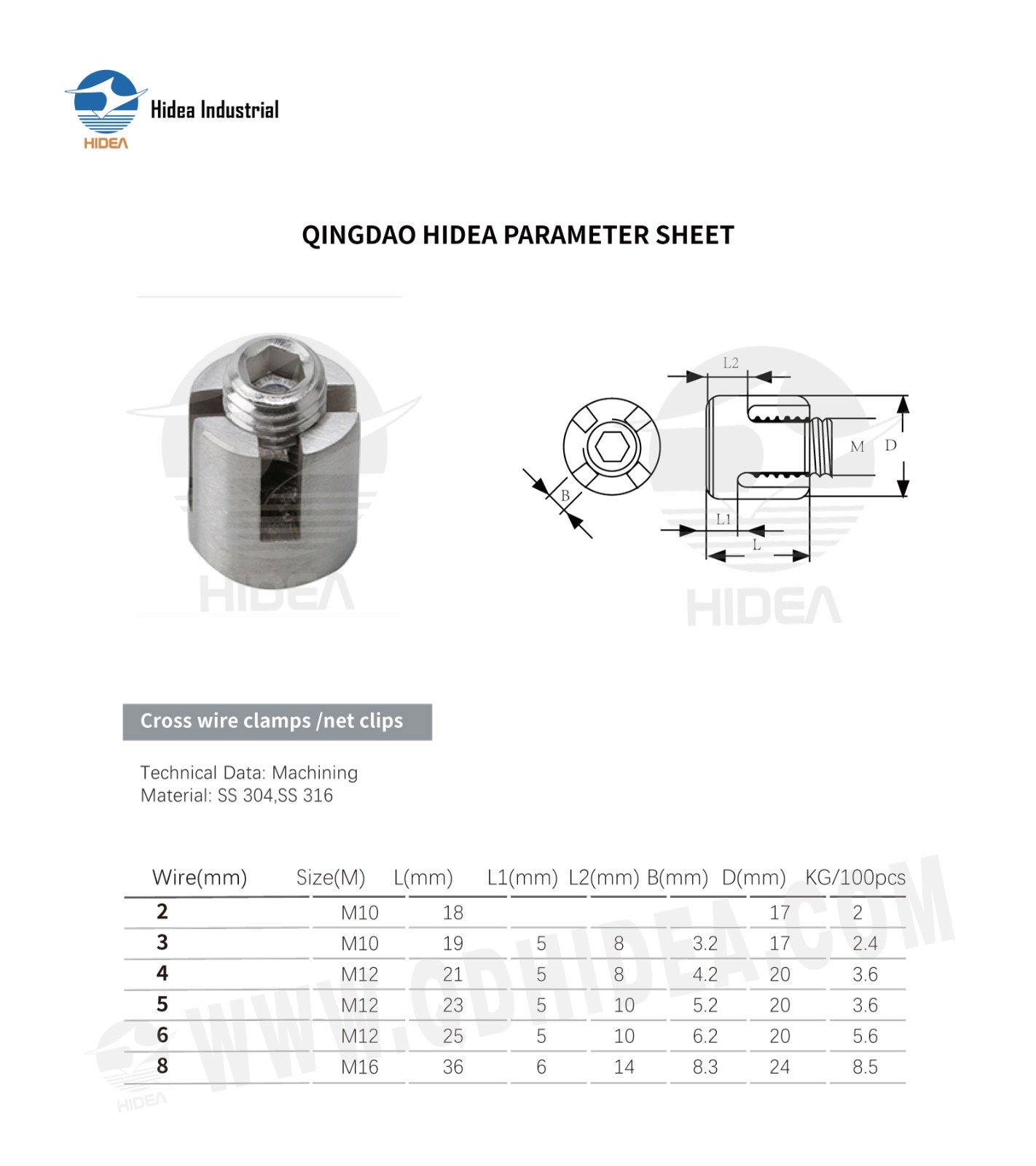 HIDEA Stainless Steel Trellis Cross Clamp