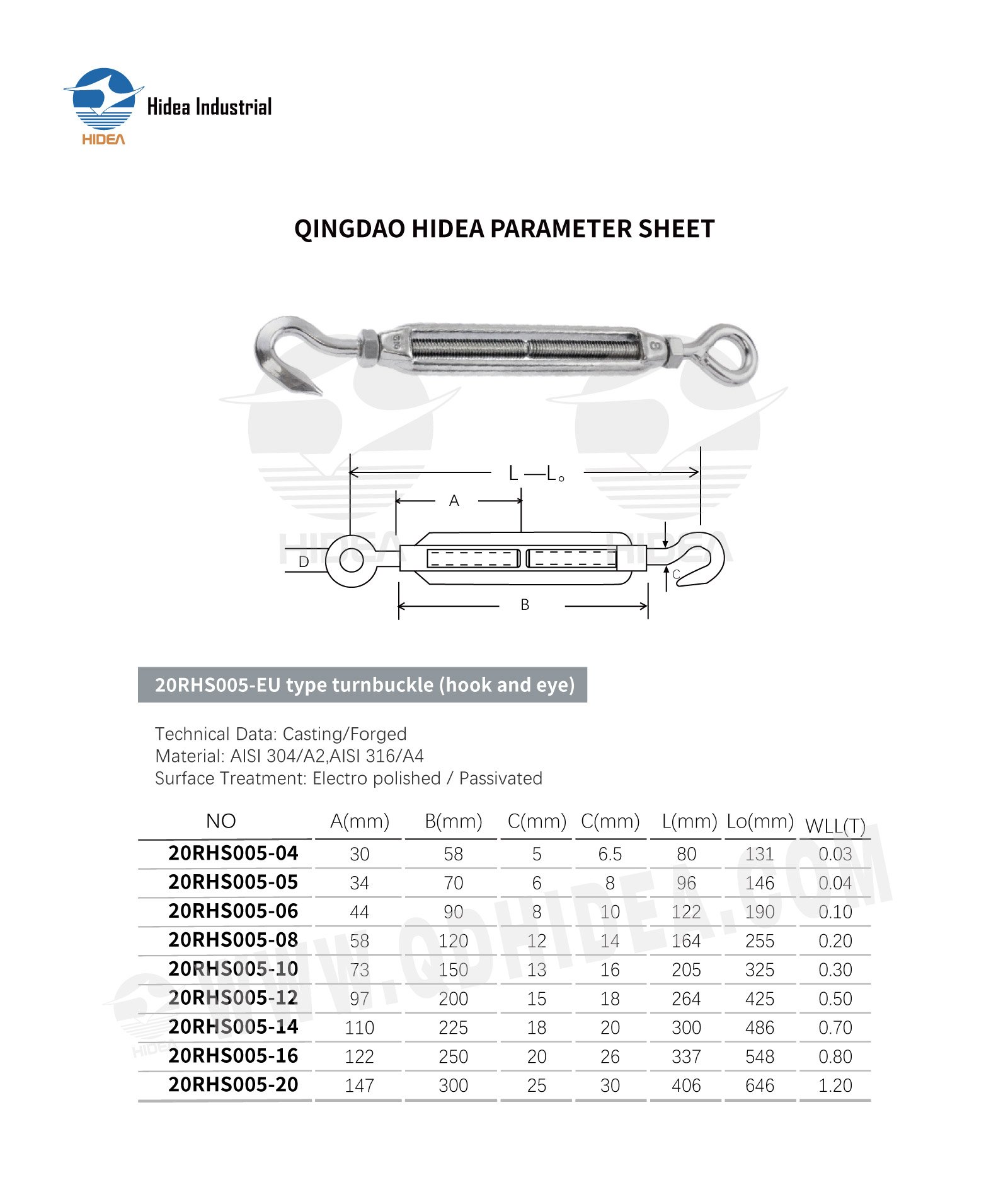 HIDEA Stainless Steel Hook & Eye Tension Screw