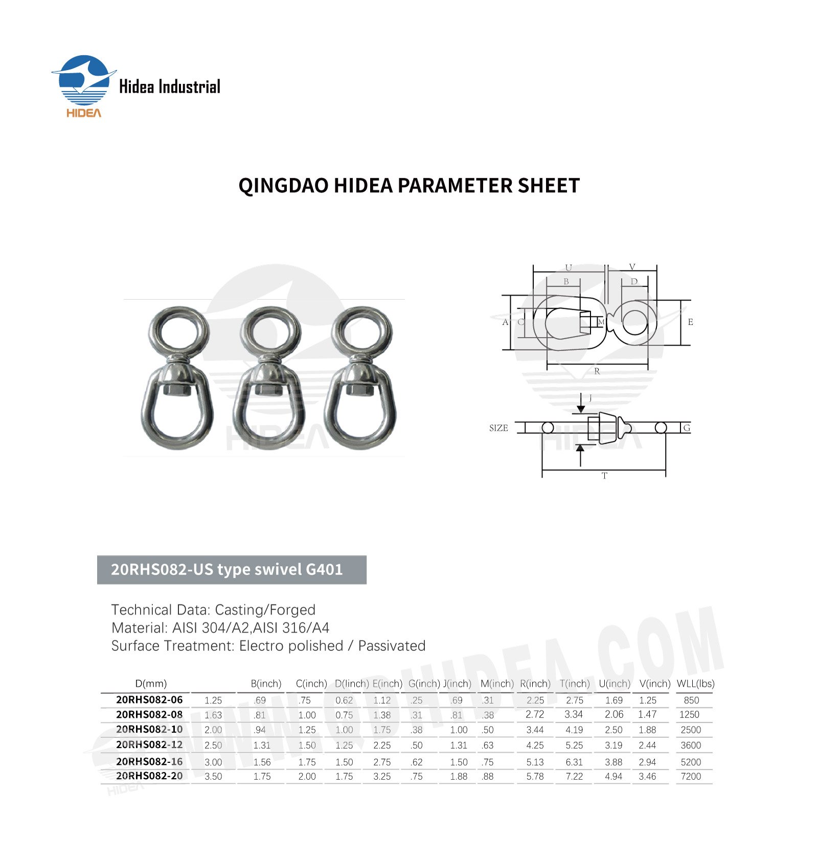 HIDEA Stainless Steel G-401 Chain Swivels