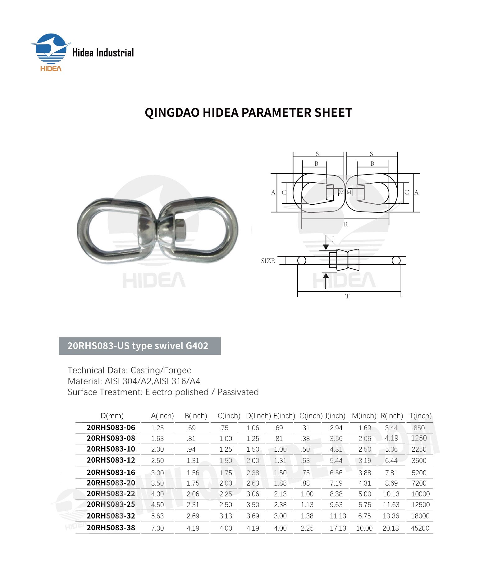 HIDEA Stainless Steel G-402 Regular Chain Swivels