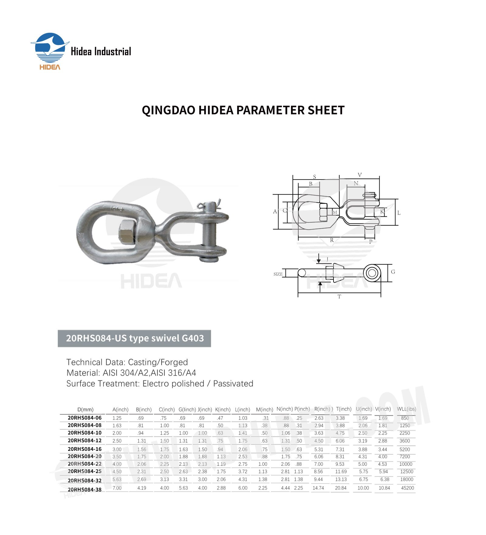 HIDEA Stainless Steel G-403 Jaw-Eye Swivel