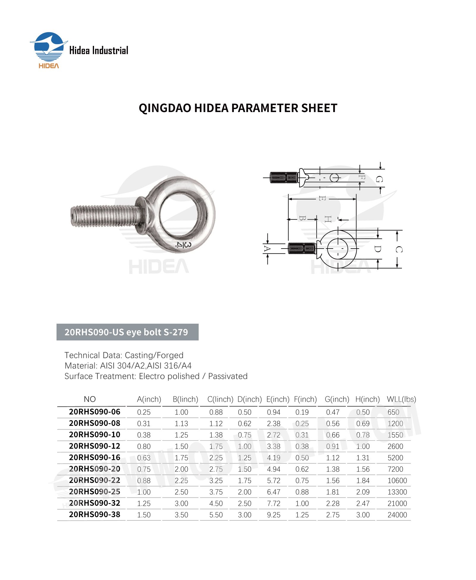 HIDEA Us eye bolt S-279